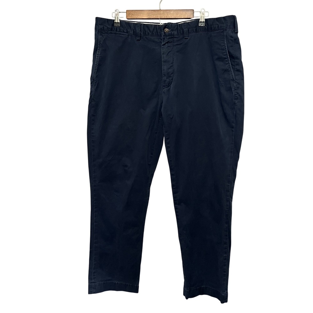 Polo Ralph Lauren Classic Fit Mens Flat Front Chino Pants Navy Blue Cotton 38/32